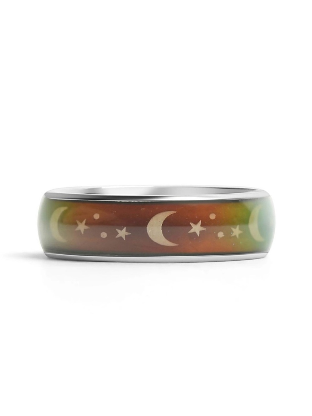Mood Ring Stainless Moon & Stars